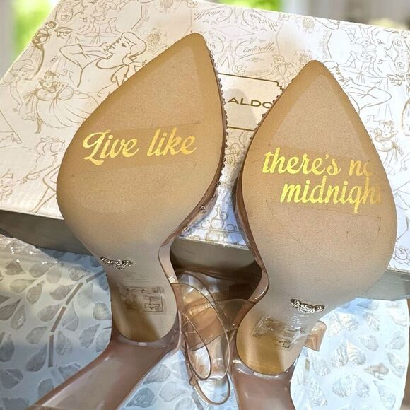 Disney x ALDO Glass Slipper Heels Clear Rhinestone Cinderella Pumps Bone Size 7. - Picture 11 of 14